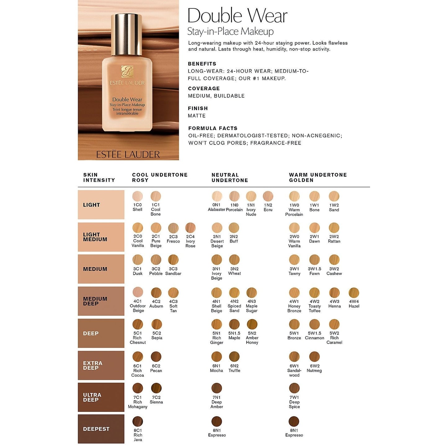 Estee Lauder Double Wear Stay-in-Place Foundation SPF 10 30ml - Medaid