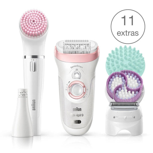 Silk-épil Beauty Set 9 9/985 BS Wet & Dry epilator with 8 extras incl. Braun FaceSpa. - Medaid