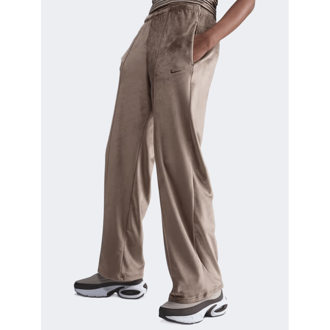 Nike Sportswear Chill Velour Mid Rise Women Lifestyle Pant Mink Brown - Medaid