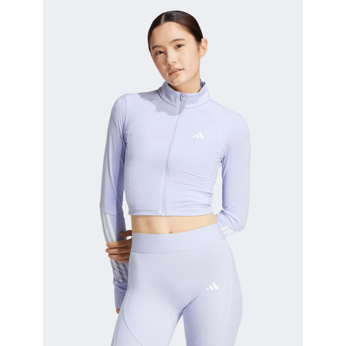 Adidas Hyperglam Full Zip Ribbed Women Training Tracksuit Violet Tone - Medaid