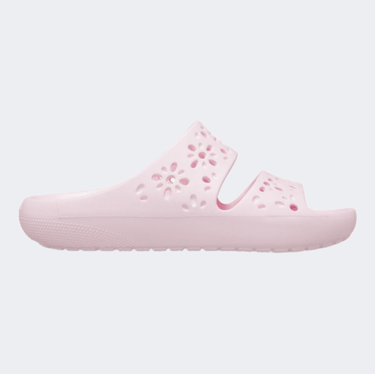 Crocs Classic Floral Cut Out Unisex Lifestyle Slippers Pink Milk - Medaid