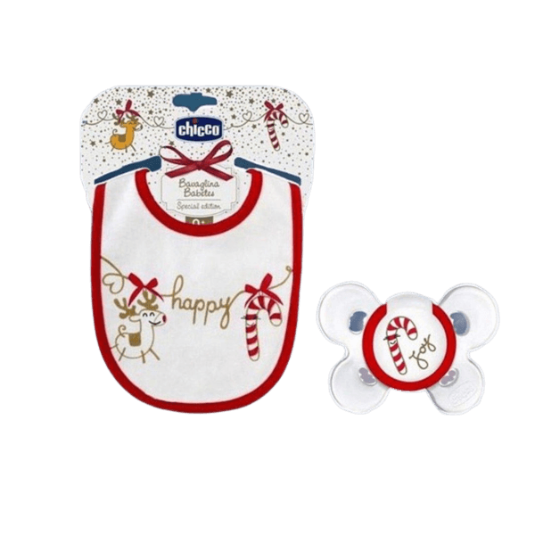 Chicco Christmas Bib and Silicone Soother (0 m+) - Medaid
