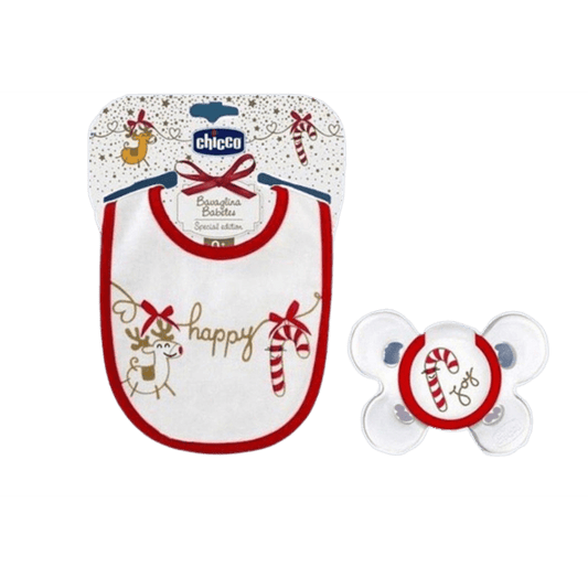 Chicco Christmas Bib and Silicone Soother (0 m+) - Medaid