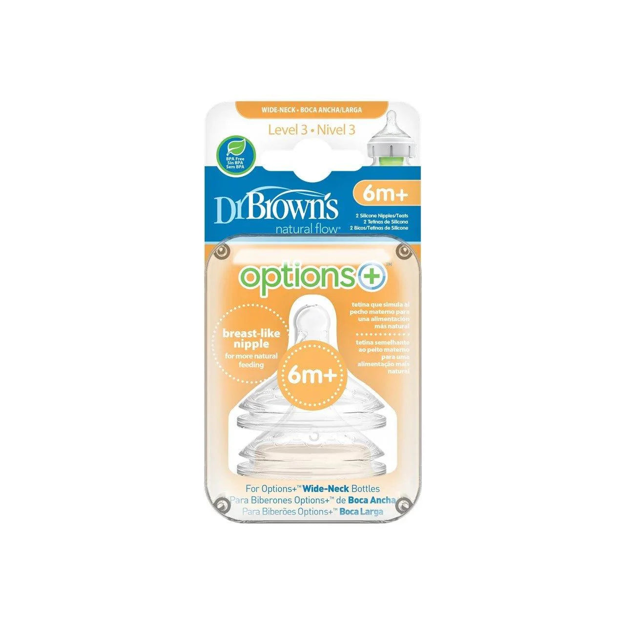 Dr Brown's Silicone Nipple Wide-Neck Options+ - Medaid