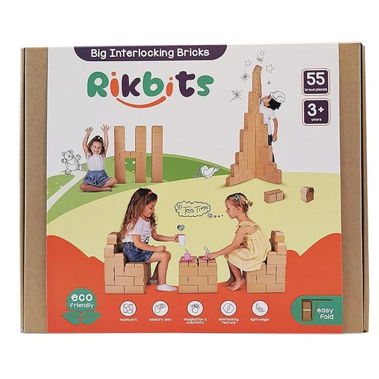 Rikbits Brown Color Building Blocks - 55 Pieces - Medaid International