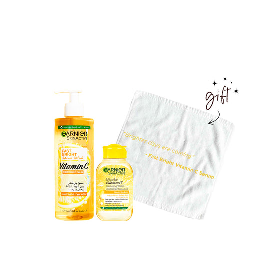 Garnier Fast Bright Face Wash Bundle + Free Towel - Medaid