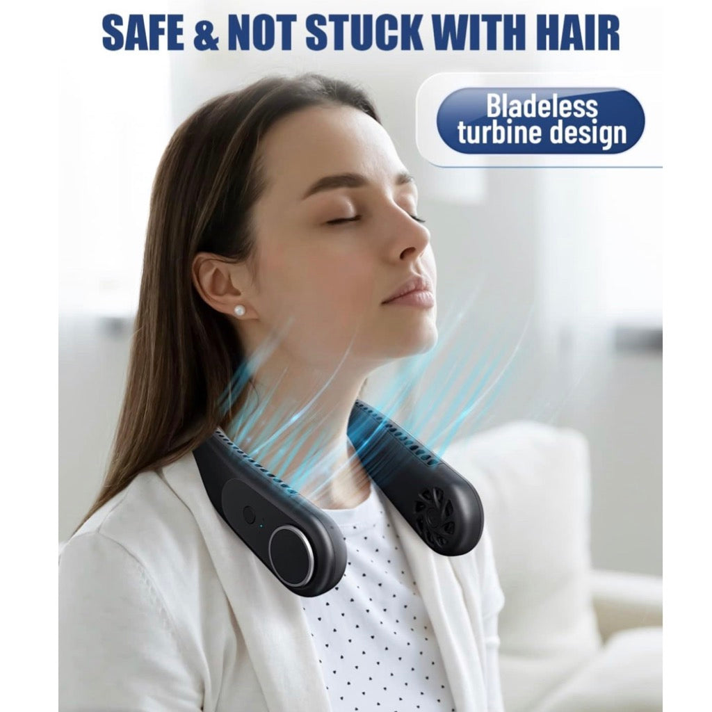 JISULIFE Portable Neck Fan, Hands Free Bladeless Fan, 4000 mAh Battery Operated Wearable Personal Fan, Leafless, Rechargeable, Headphone Design, USB Powered Desk Fan,3 Speeds-Grey - Medaid - Lebanon