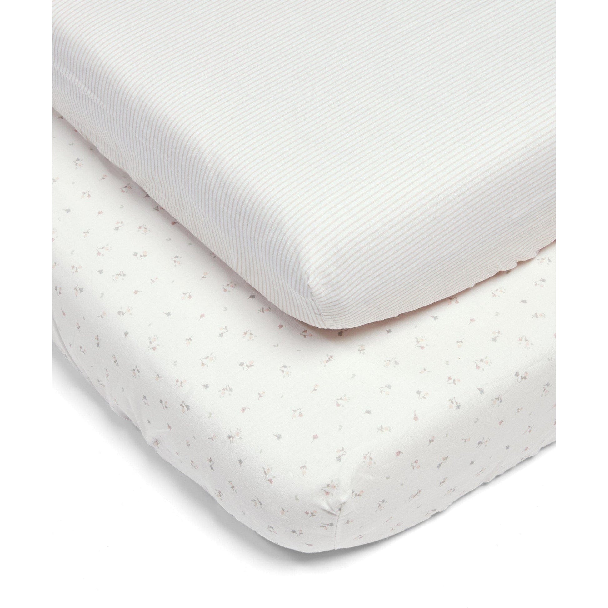 Cotbed Fitted Sheets (2 Pack) Pink Stripes/ Floral - Welcome To The World Floral - Medaid International