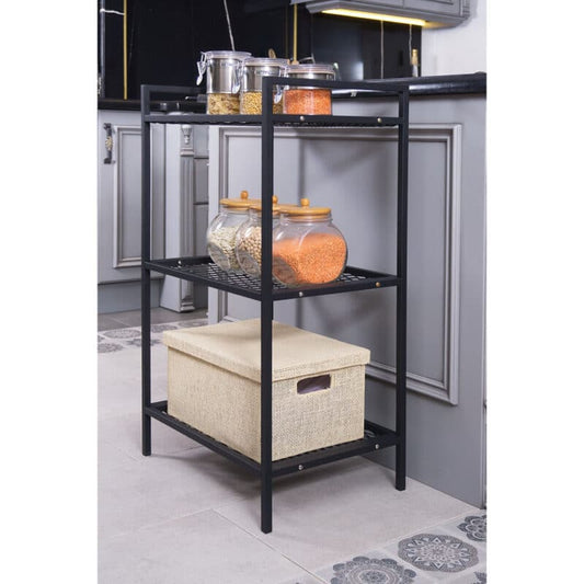 Mudesa Metal 3 Shelves Desk Back File Cabinet Open Metal Office Shelf Decorative Shelf, ALNUS - Medaid