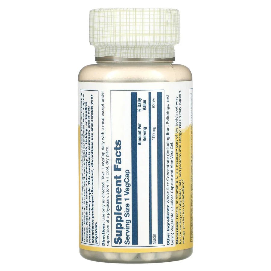 Solaray, Niacin, 100 mg, 100 VegCaps - Medaid