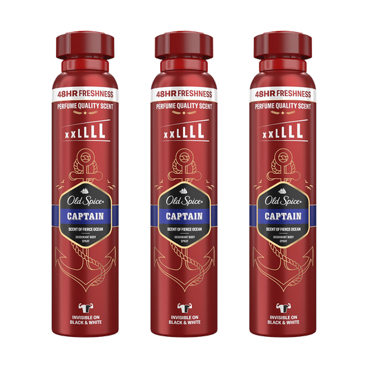 Old Spice Captain Spray Deodorant For Him 250ml - Pack of 3 - Medaid