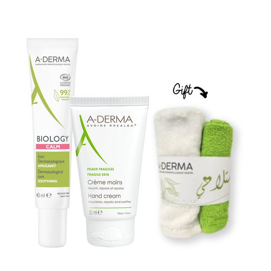 Aderma Hand Cream 50ML + Soothing Dermatological Care 40ml Calm + Towel (Gift) - Medaid