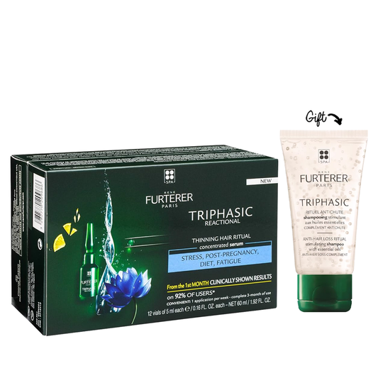 Triphasic Reactional Sudden Hair Loss Treatment 12 amp x 5ML + Triphasic Stimulating Shampoo Anti-Hair Loss Complement  50ml - Medaid