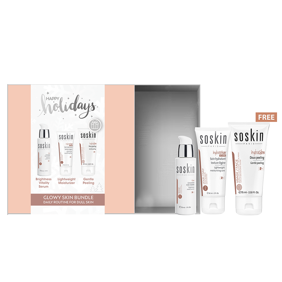 Soskin Glow Vitality Concentrate Serum + Soskin Hydrawear Lightweight moisturizing Care + Soskin Gentle Peeling GIFT - Medaid