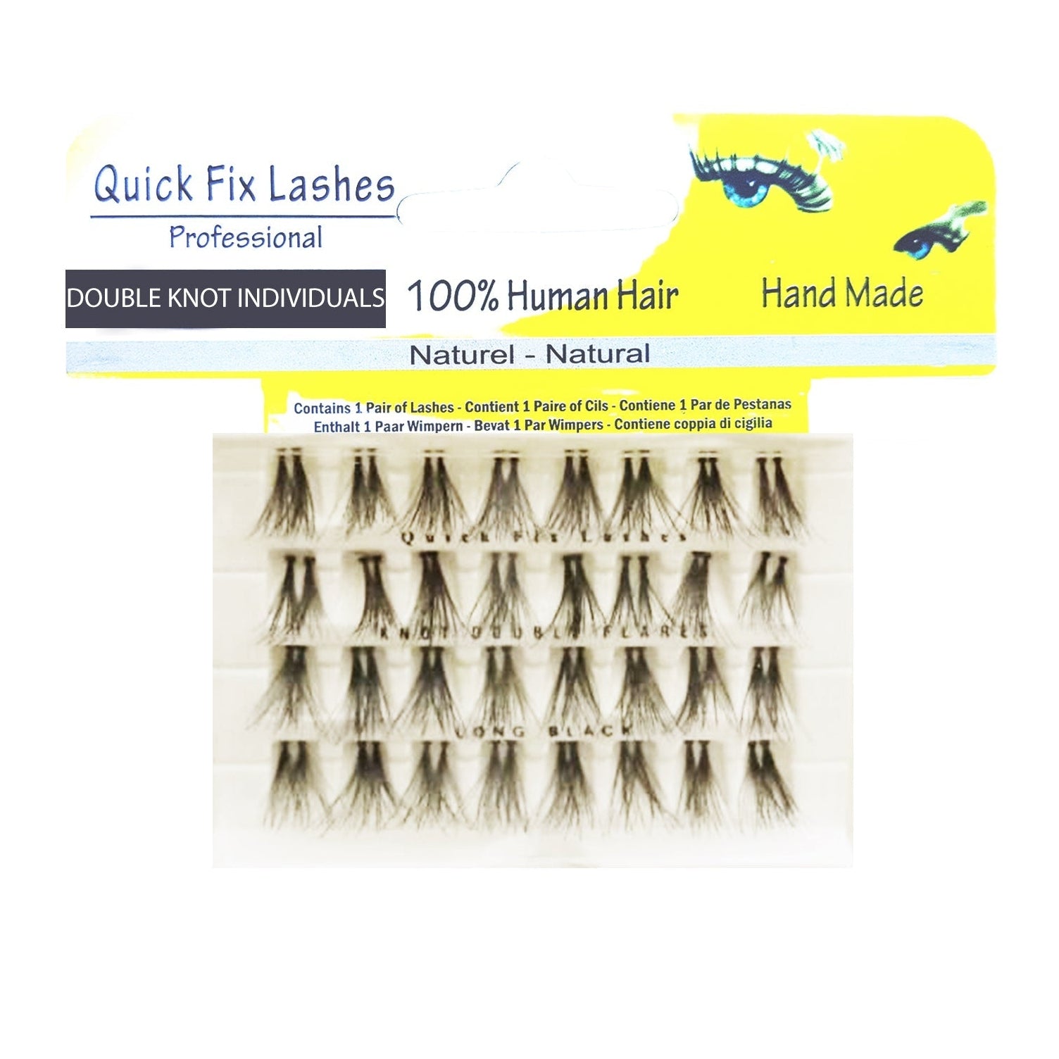 QUICK FIX LASHES DOUBLE KNOT INDIVIDUALS  FLARES LONG BLACK - Medaid