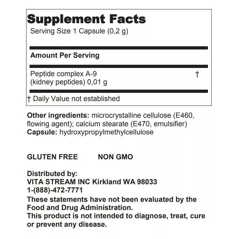 A-9 Pielotax Original Khavinson Natural Kidney Peptide Bioregulator 20 capsules - Medaid