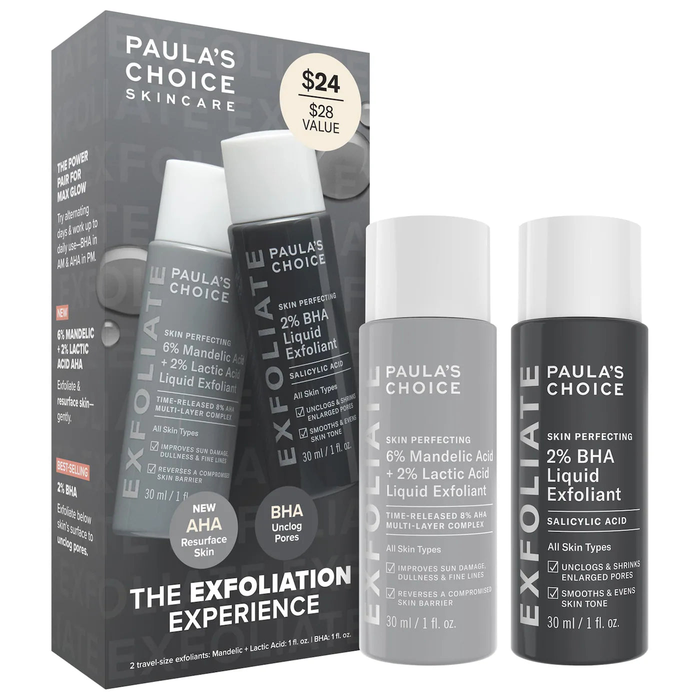 Paula's Choice - The Exfoliation Experience Kit with 2% BHA + 6% Mandelic Acid AHA - Medaid