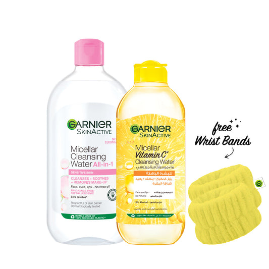 -15% FREE Wrist Band Garnier 700 mL Classic Micellar Water  + 400mL Vitamin C - Medaid