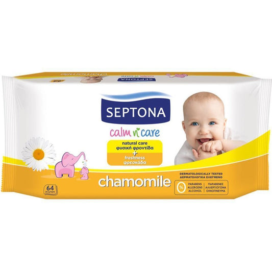 Septona Baby Wipes Chamomile 64 Wipes - Medaid